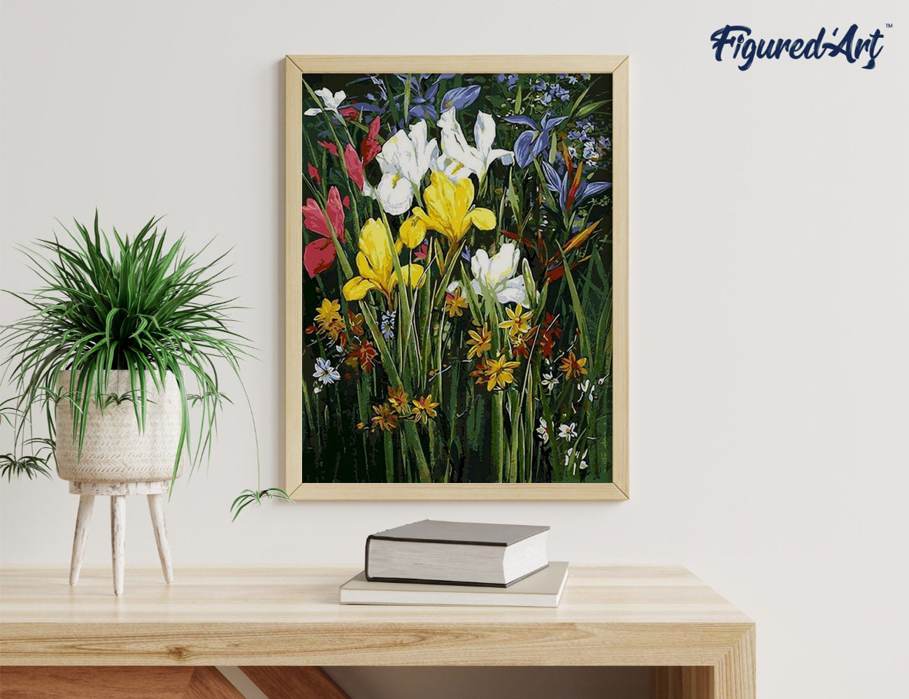 Paint by Numbers Framed - Colorful field of Flowers