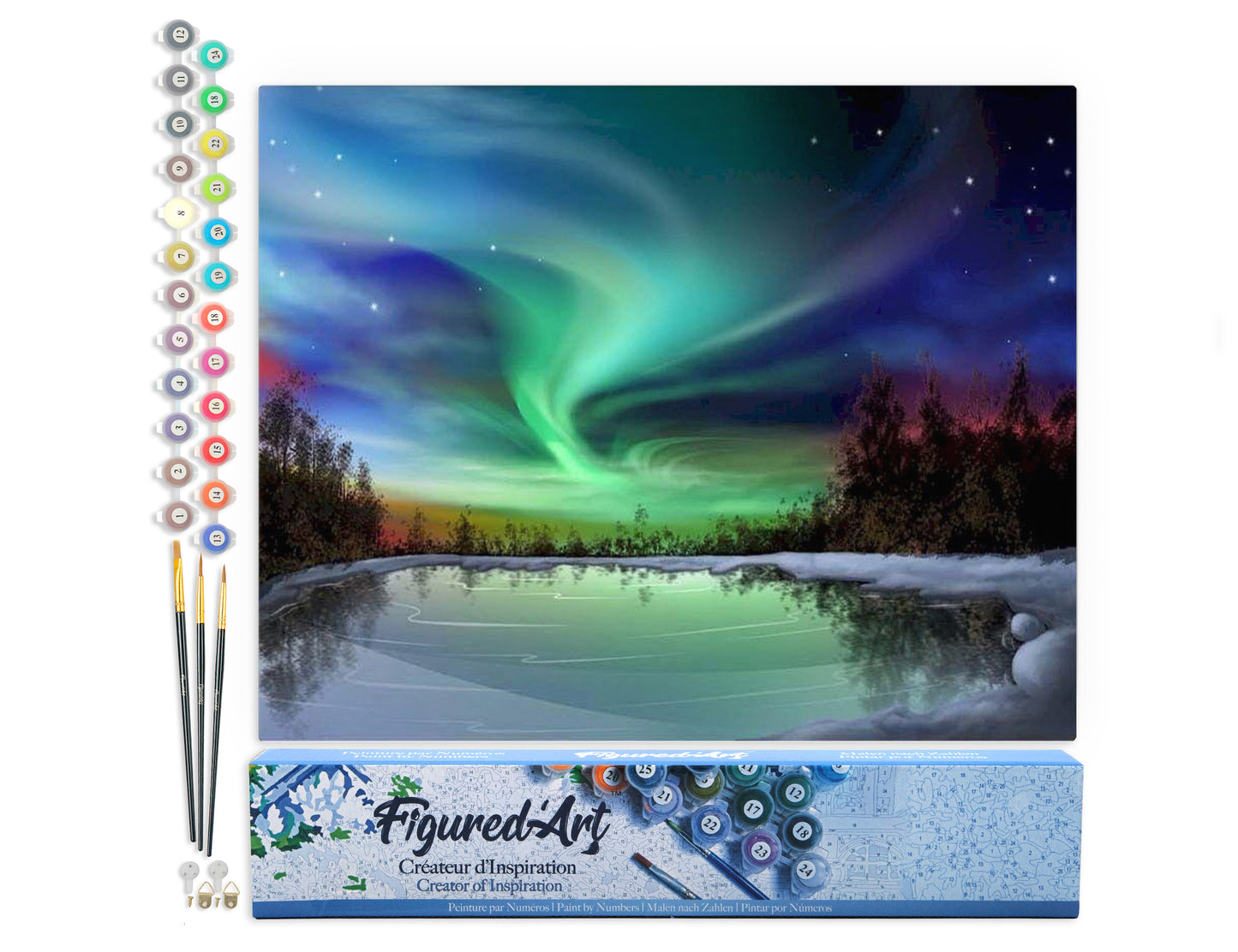 Paint by Numbers rolled - Aurora borealis and Lake
