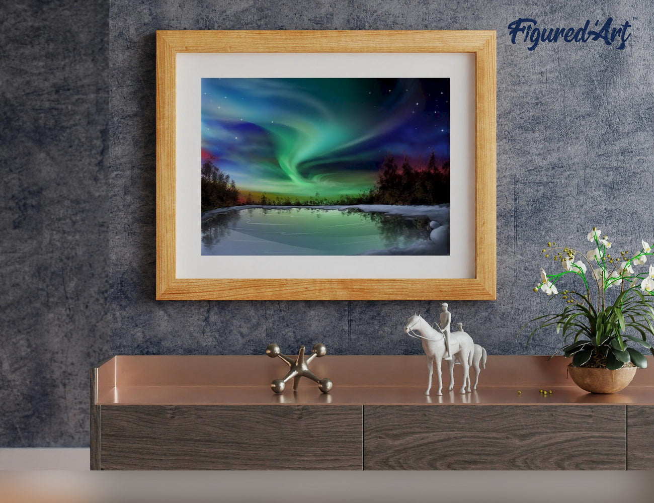 Paint by Numbers rolled - Aurora borealis and Lake