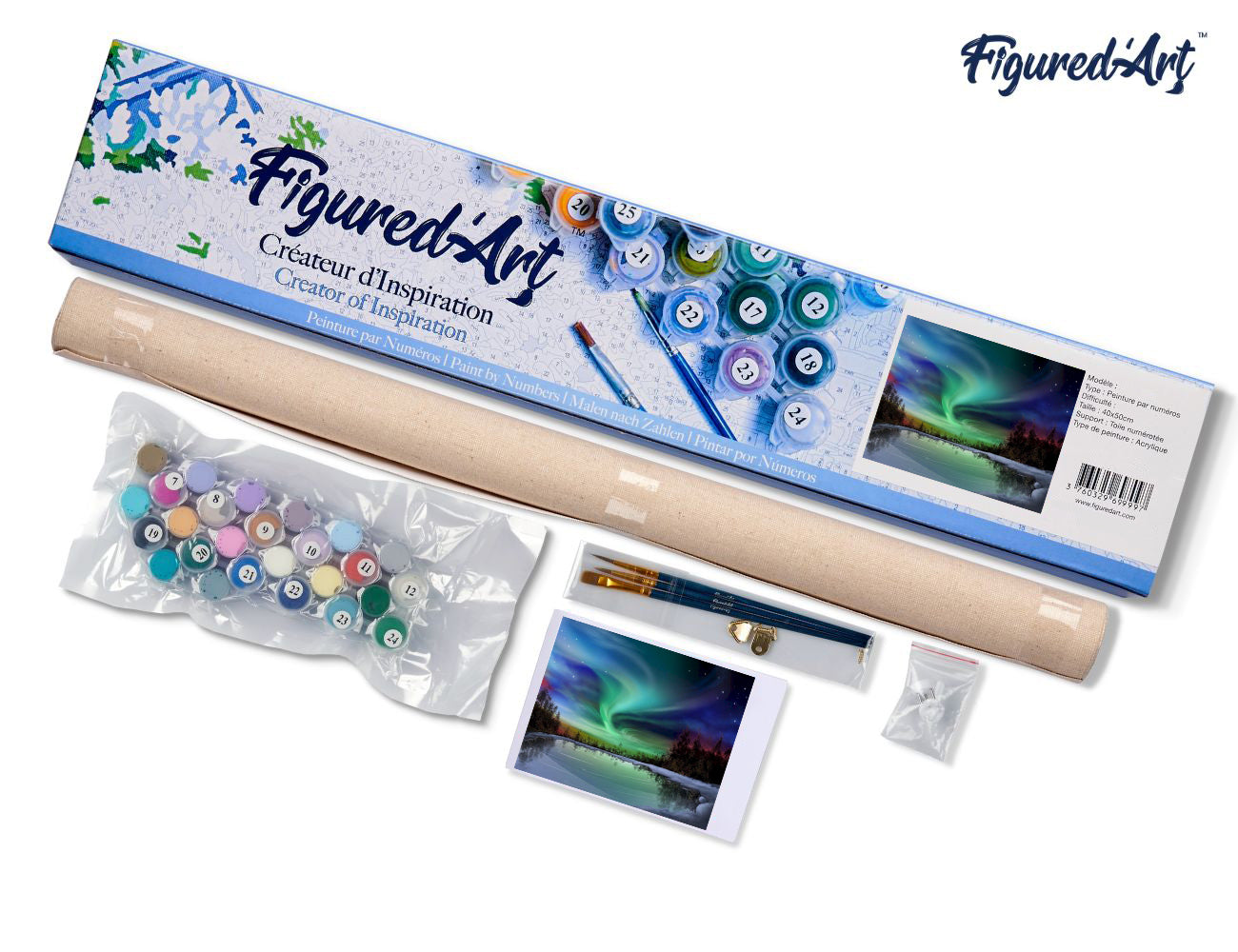 Paint by Numbers rolled - Aurora borealis and Lake