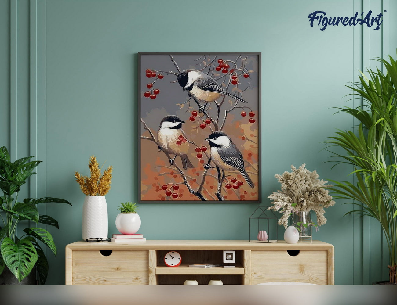 Paint by Numbers rolled - Birds and Fruit Tree