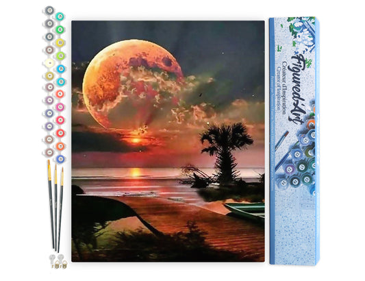 Paint by Numbers rolled - Full Moon and beach front