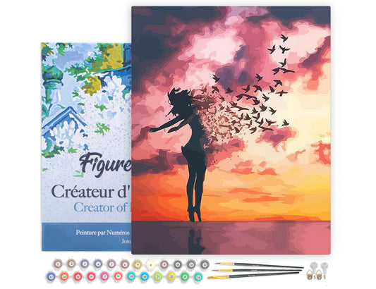 Paint by Numbers Framed - Women and Birds at Sunrise