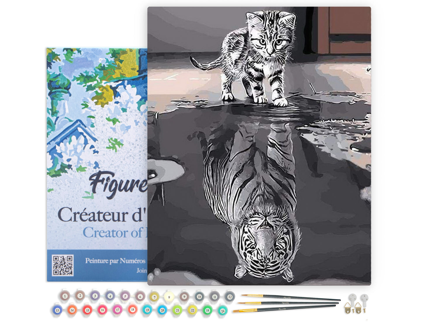 Paint by Numbers Framed - Kitten Reflective Tiger