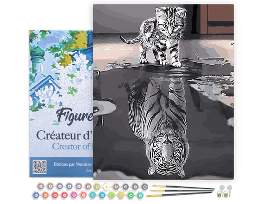 Paint by Numbers Framed - Kitten Reflective Tiger
