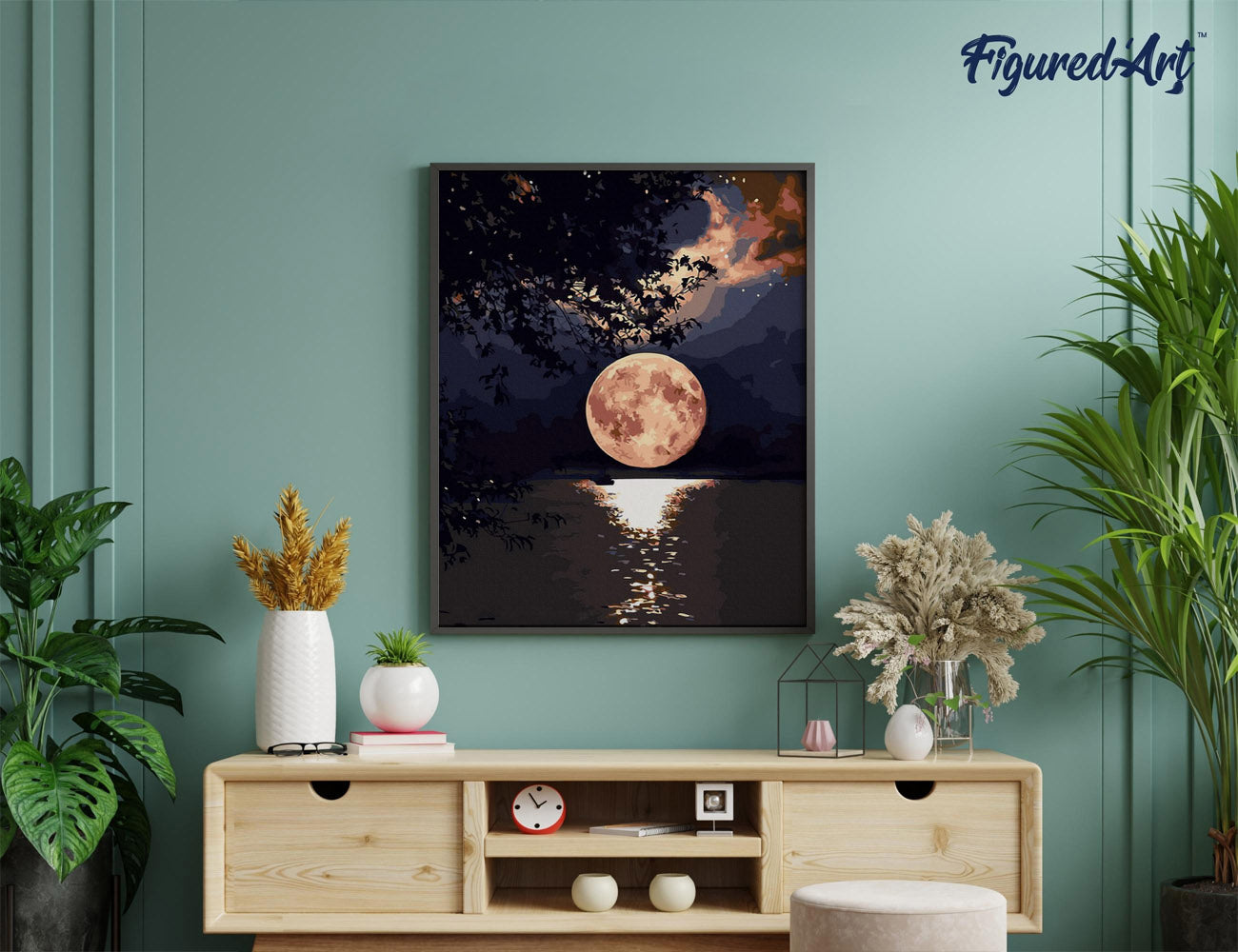 Paint by Numbers rolled - Moon Reflection on the Lake