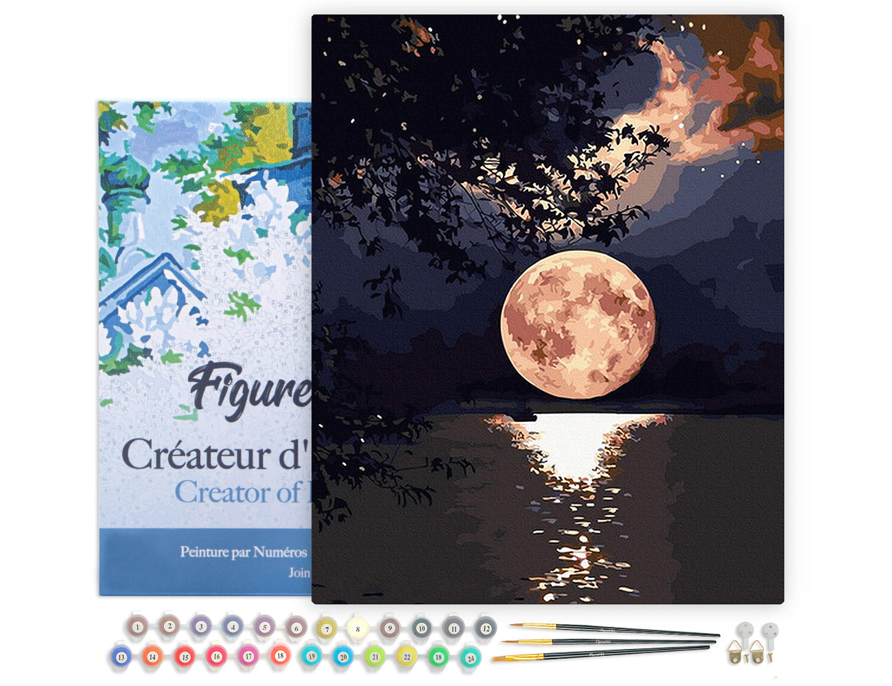 Paint by Numbers Framed - Moon Reflection on the Lake