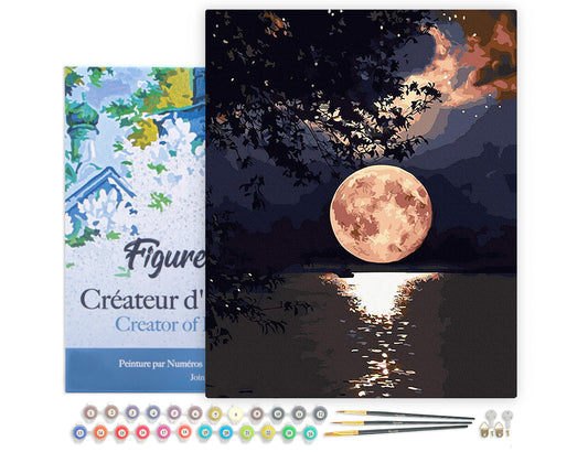 Paint by Numbers Framed - Moon Reflection on the Lake