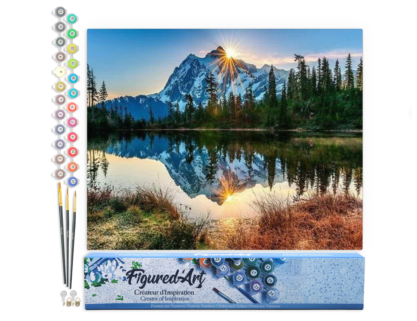 Paint by Numbers rolled - Lake and Mountain reflection