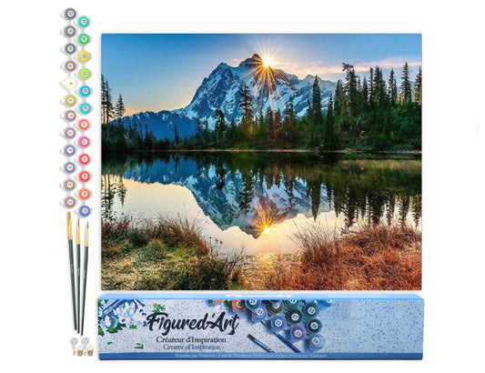 Paint by Numbers rolled - Lake and Mountain reflection