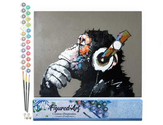Paint by Numbers rolled - Monkey wearing headphones