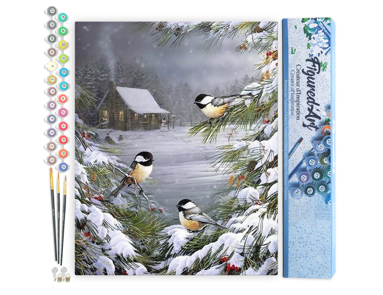 Paint by Numbers rolled - Three Birds in the Snow