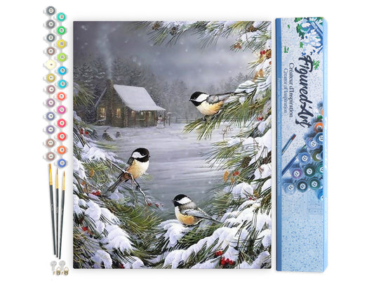 Paint by Numbers rolled - Three Birds in the Snow