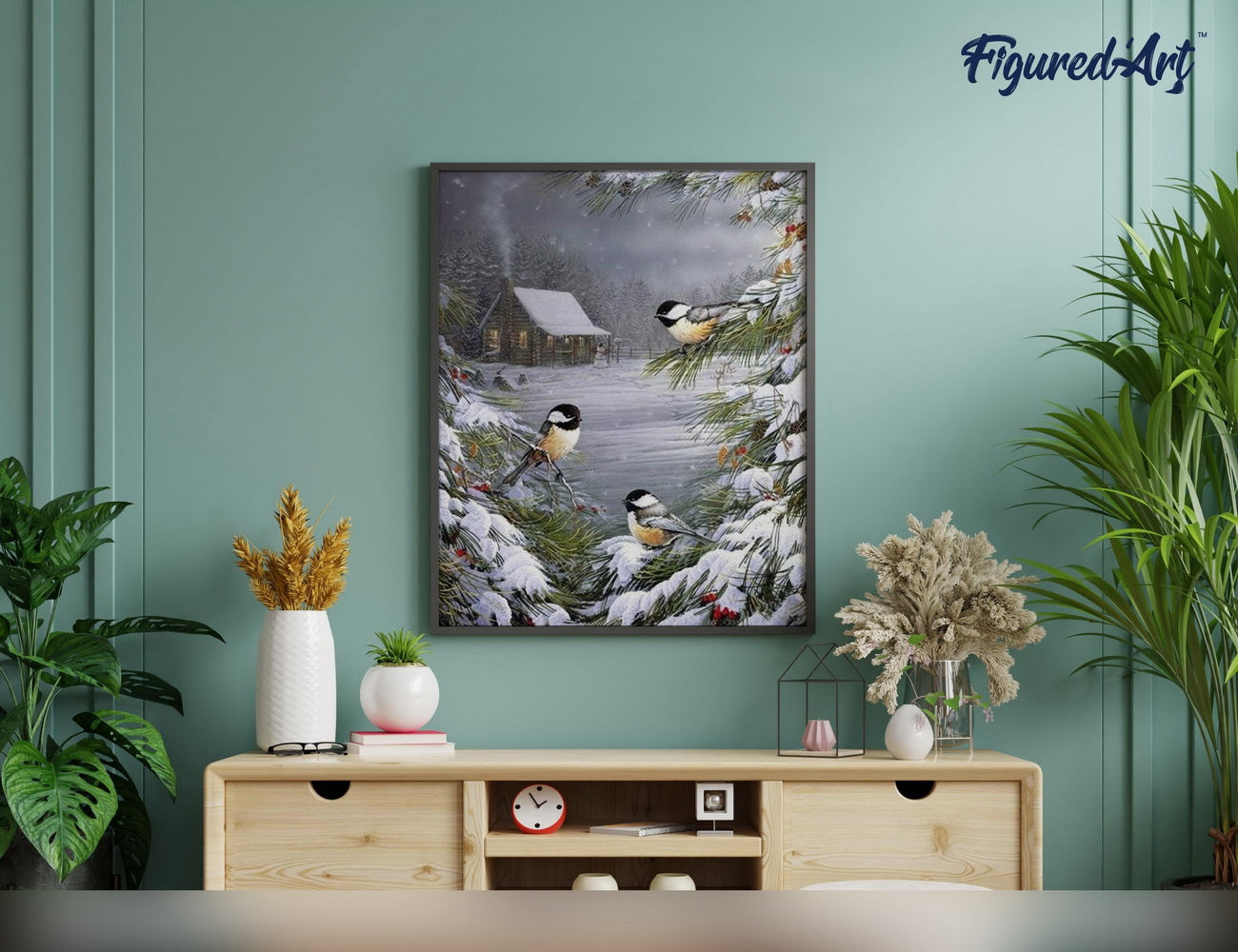 Paint by Numbers rolled - Three Birds in the Snow