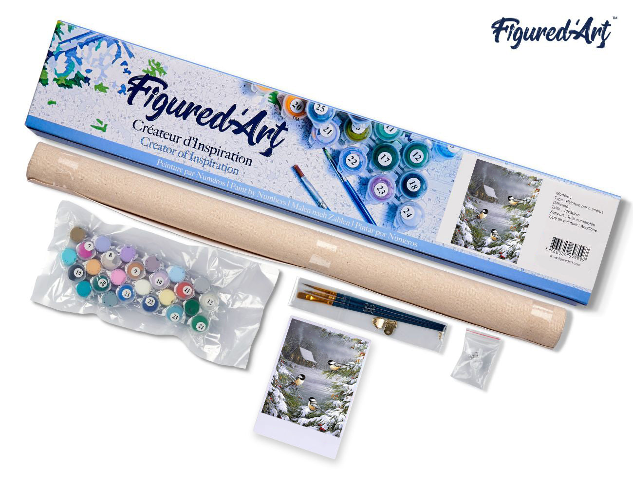Paint by Numbers rolled - Three Birds in the Snow