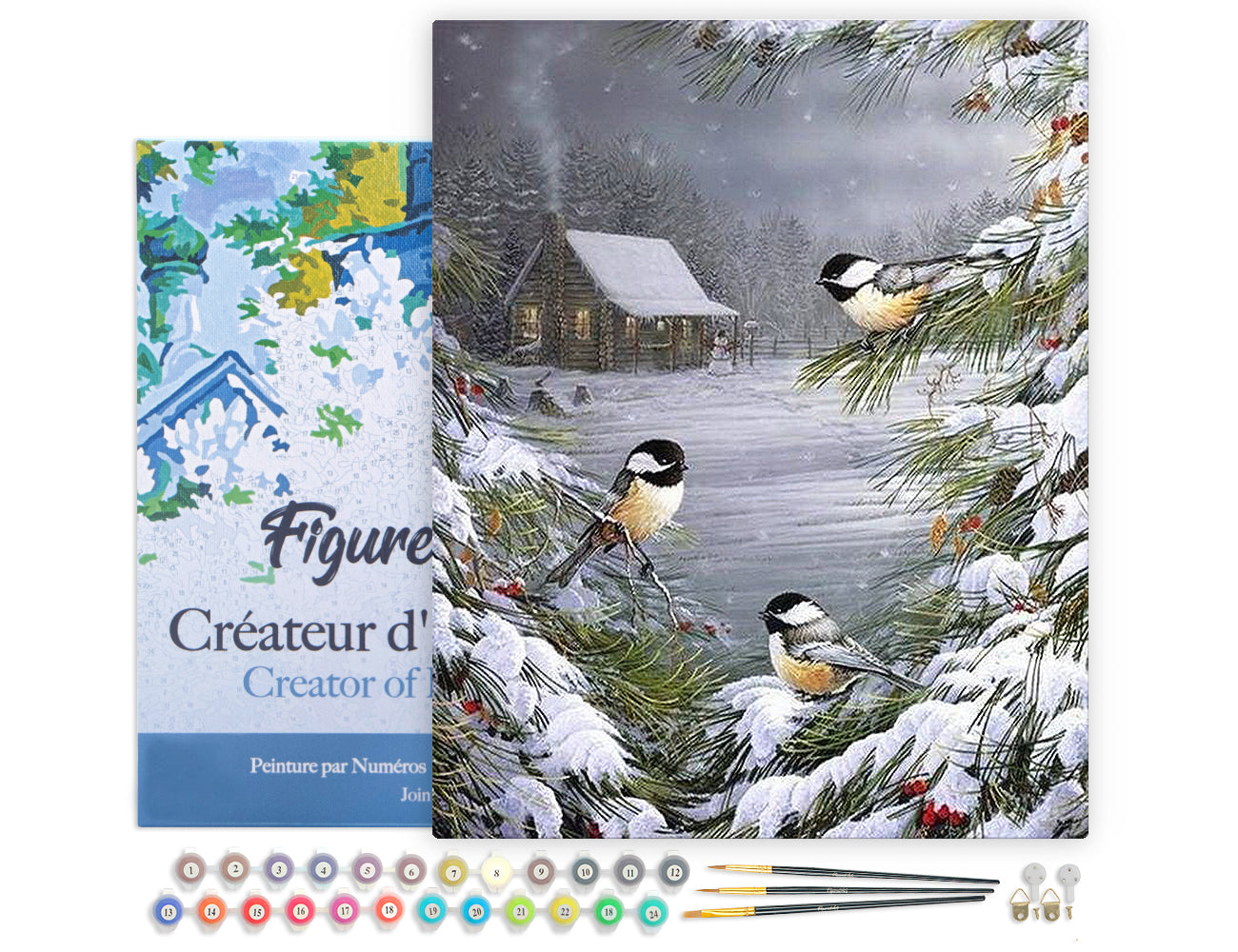Paint by Numbers Framed - Three Birds in the Snow