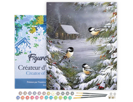 Paint by Numbers Framed - Three Birds in the Snow