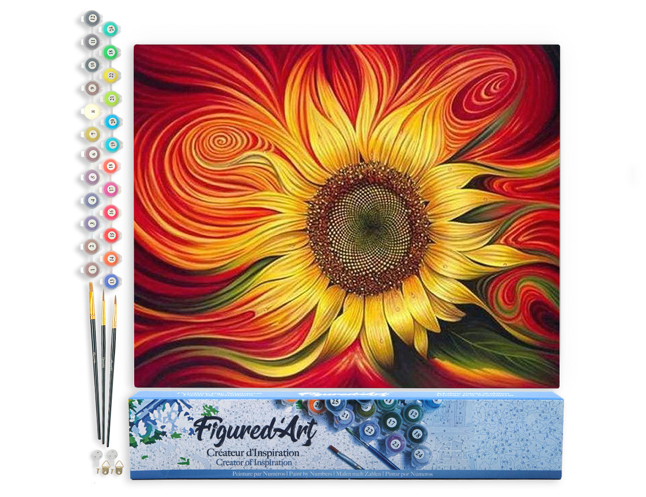 Paint by Numbers rolled - Red Sunflower