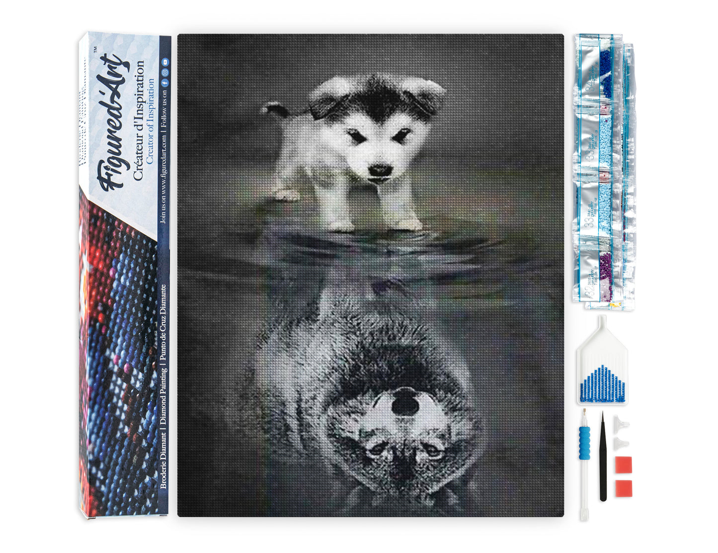 Diamond Painting - Dog and Wolf Reflection