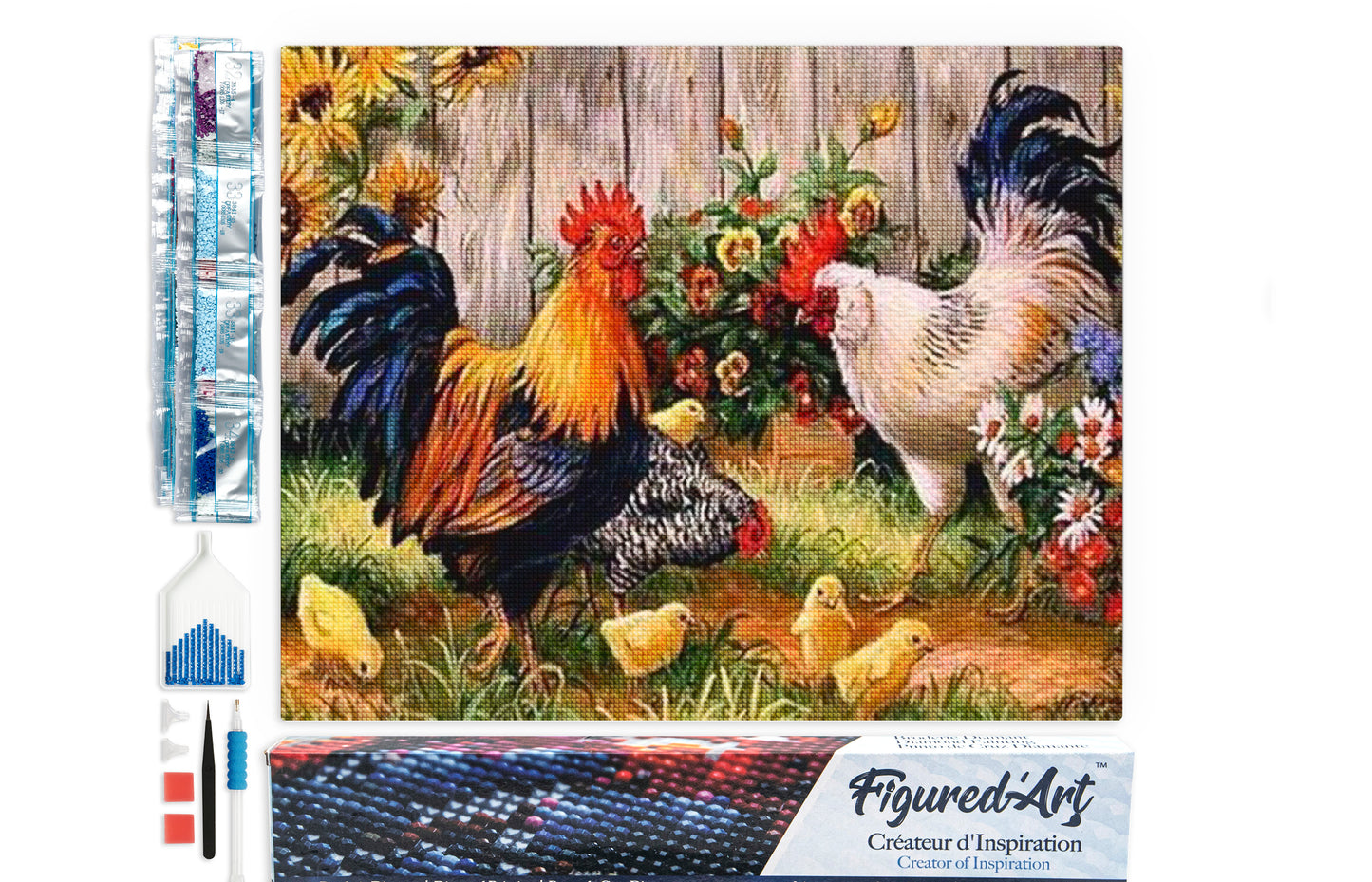 Diamond Painting - Roosters' farm