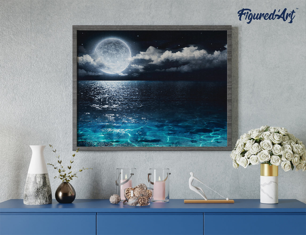 Diamond Painting - Full Moon and Sea Reflection