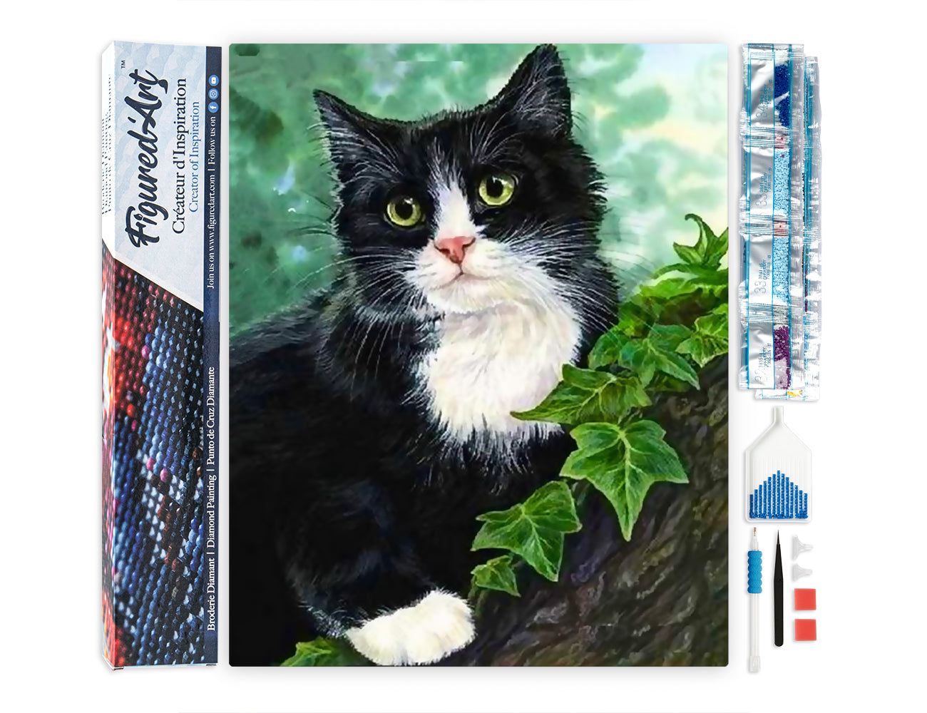 Diamond Painting - Black and white Cat