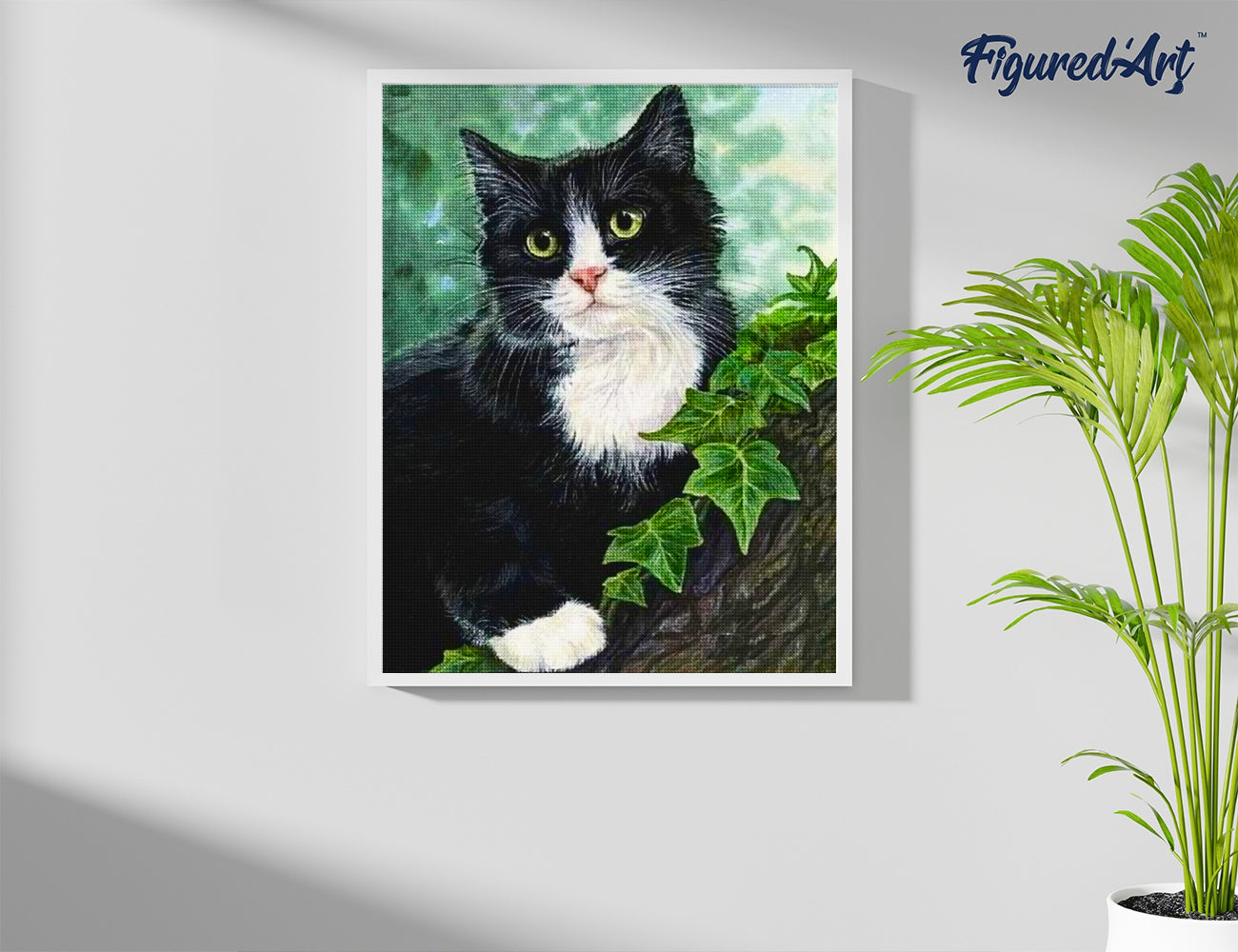 Diamond Painting - Black and white Cat