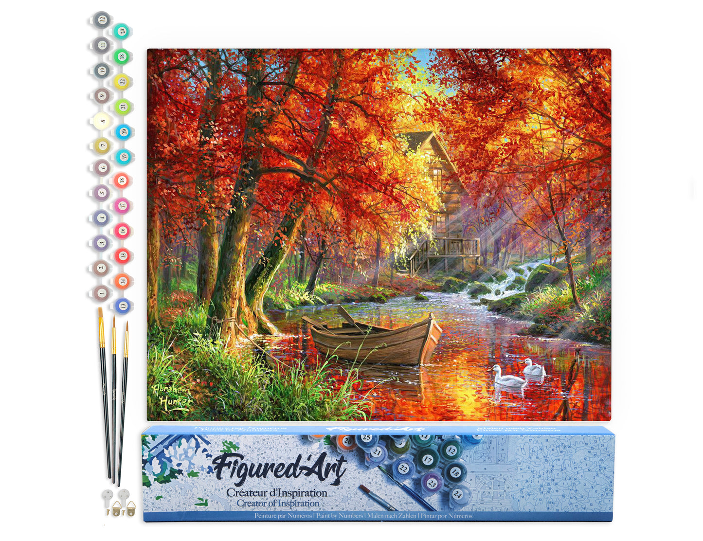 Paint by Numbers rolled - Autumn River and Boat