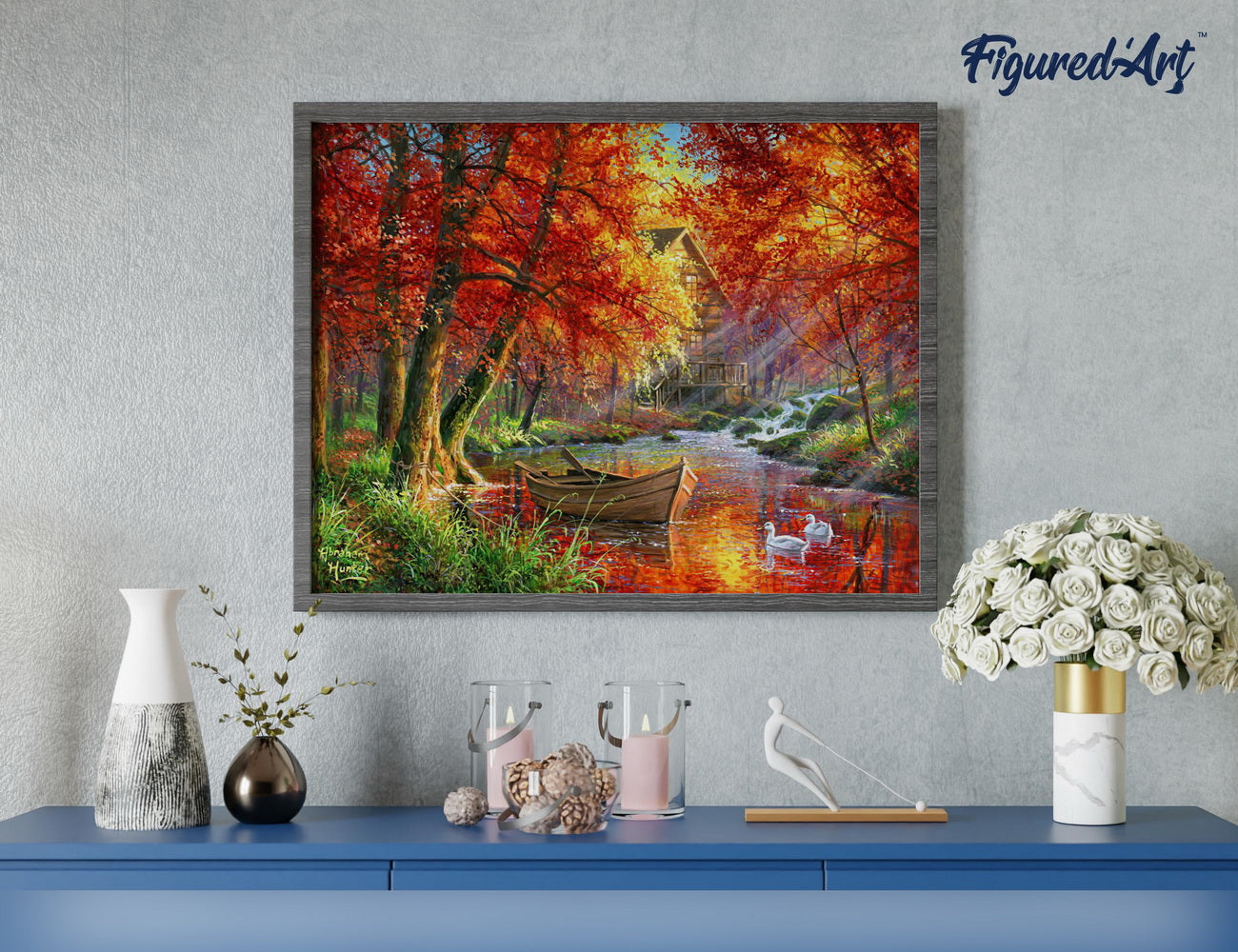 Paint by Numbers rolled - Autumn River and Boat