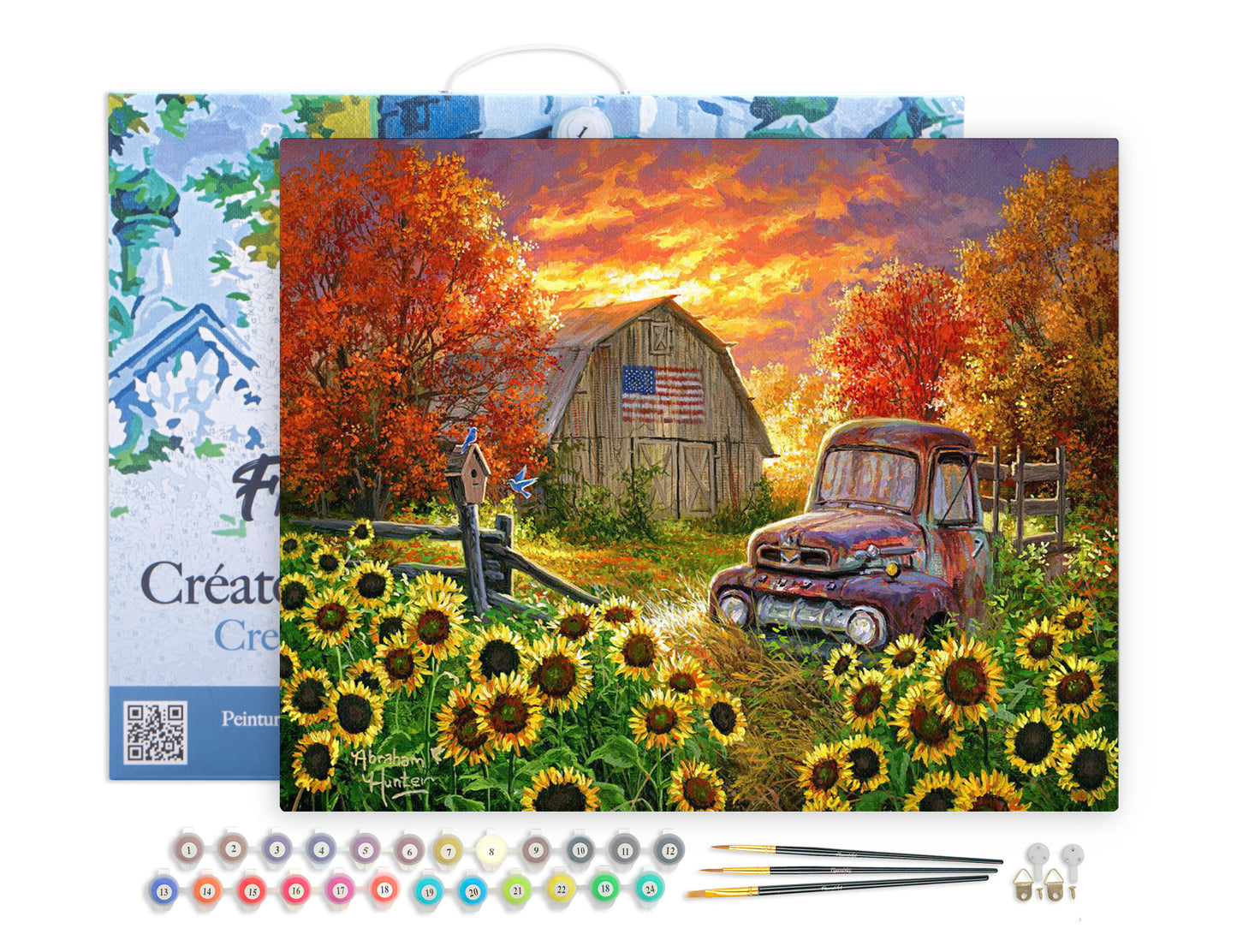 Paint by Numbers Framed - Sunflowers in front of the barn