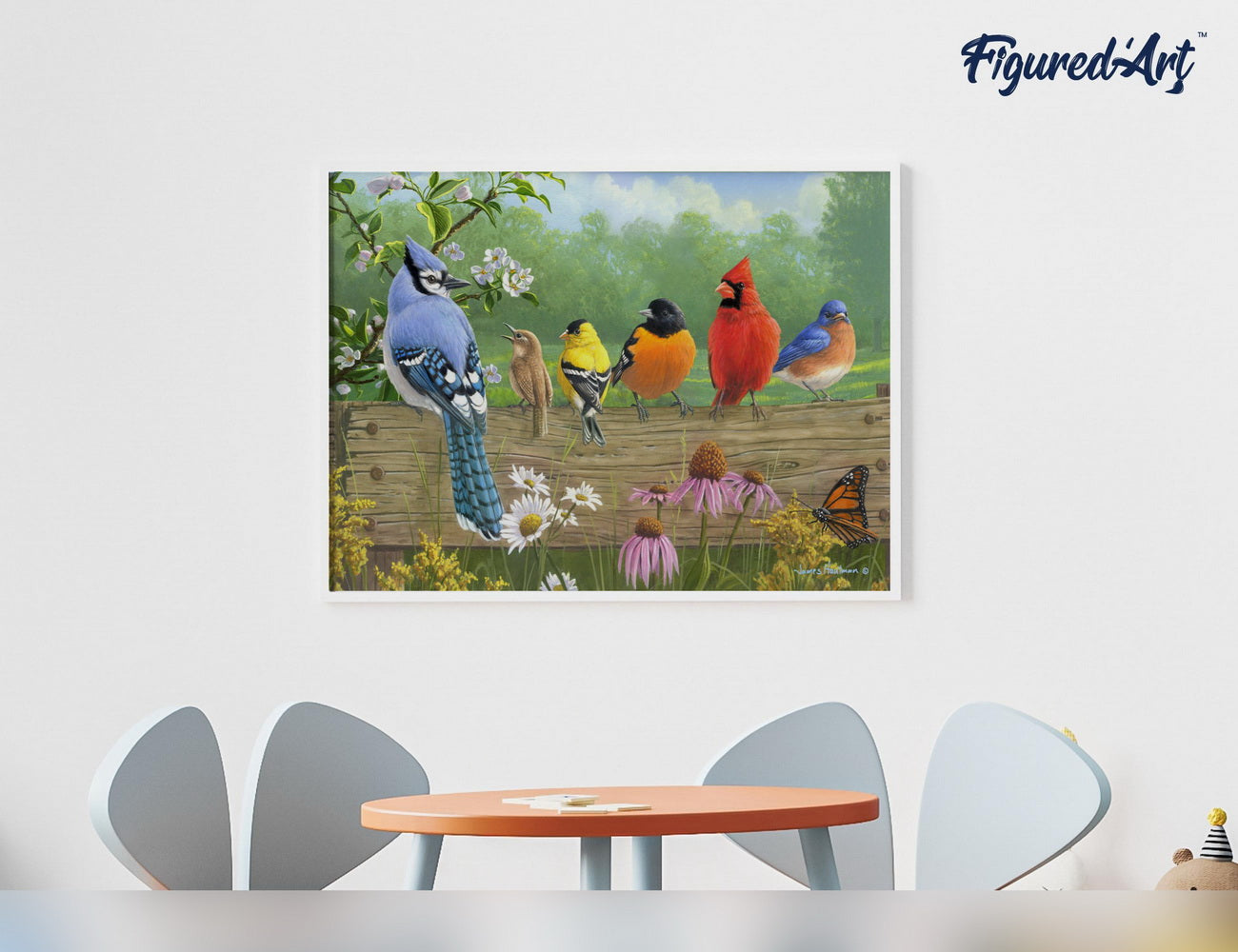 Paint by Numbers Framed - Birds On A Fence