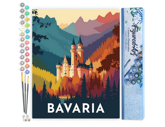 Paint by Numbers rolled - Travel Poster Bavaria