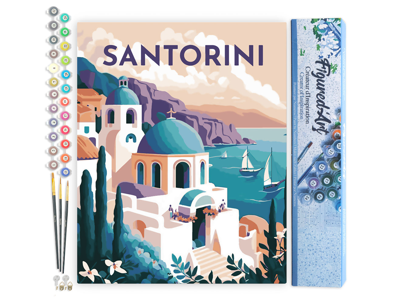 Paint by Numbers rolled - Travel Poster Santorini