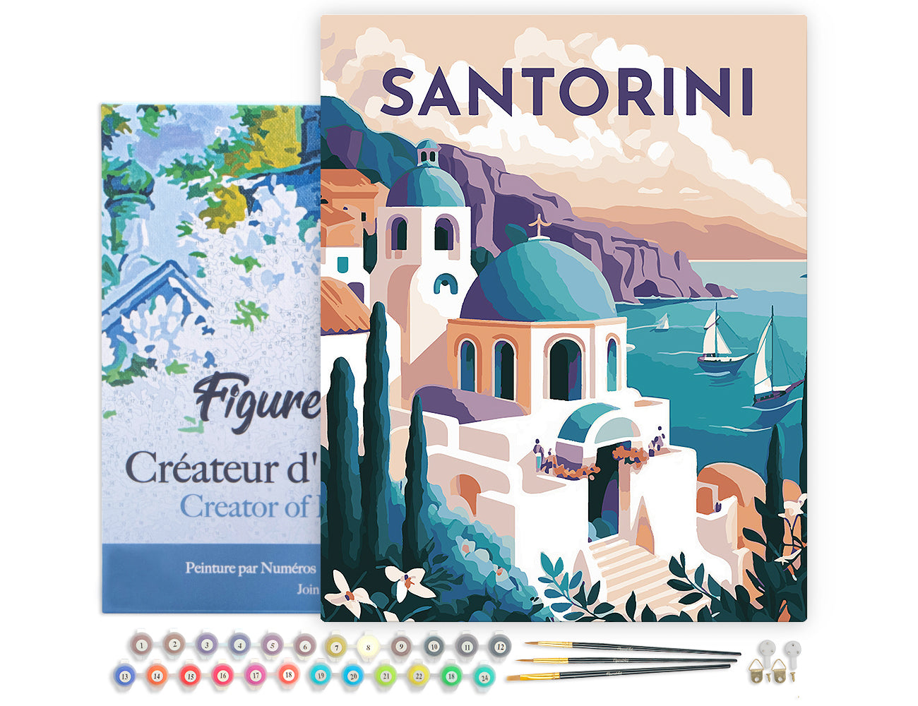 Paint by Numbers Framed - Travel Poster Santorini