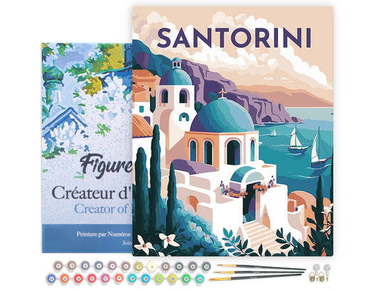 Paint by Numbers Framed - Travel Poster Santorini