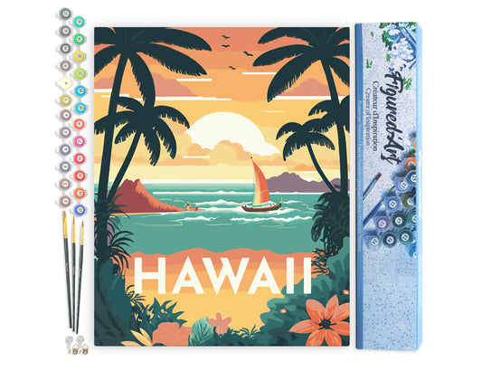 Paint by Numbers rolled - Travel Poster Hawaii