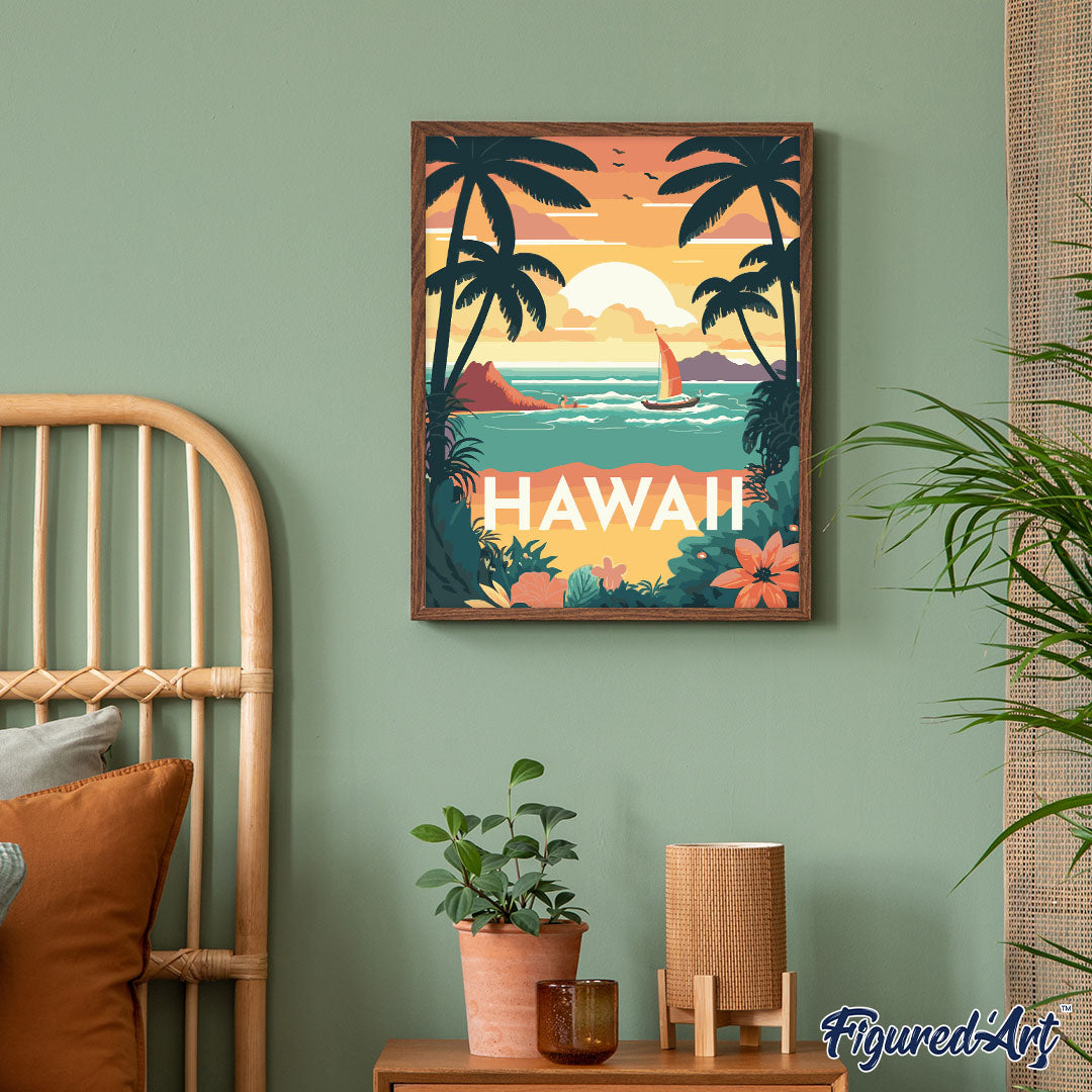 Paint by Numbers Framed - Travel Poster Hawaii