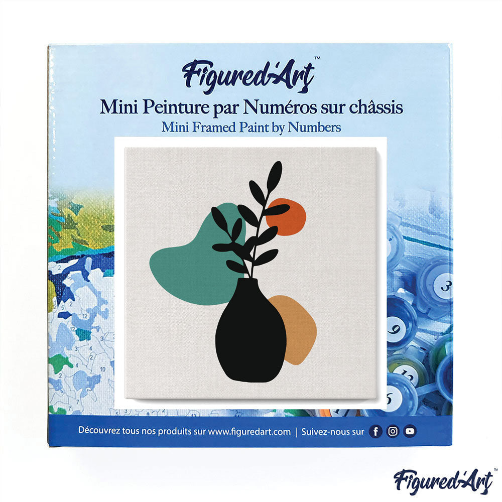 Mini Paint by numbers 8"x8" framed - Abstract Plant Pot Set 2 of 3