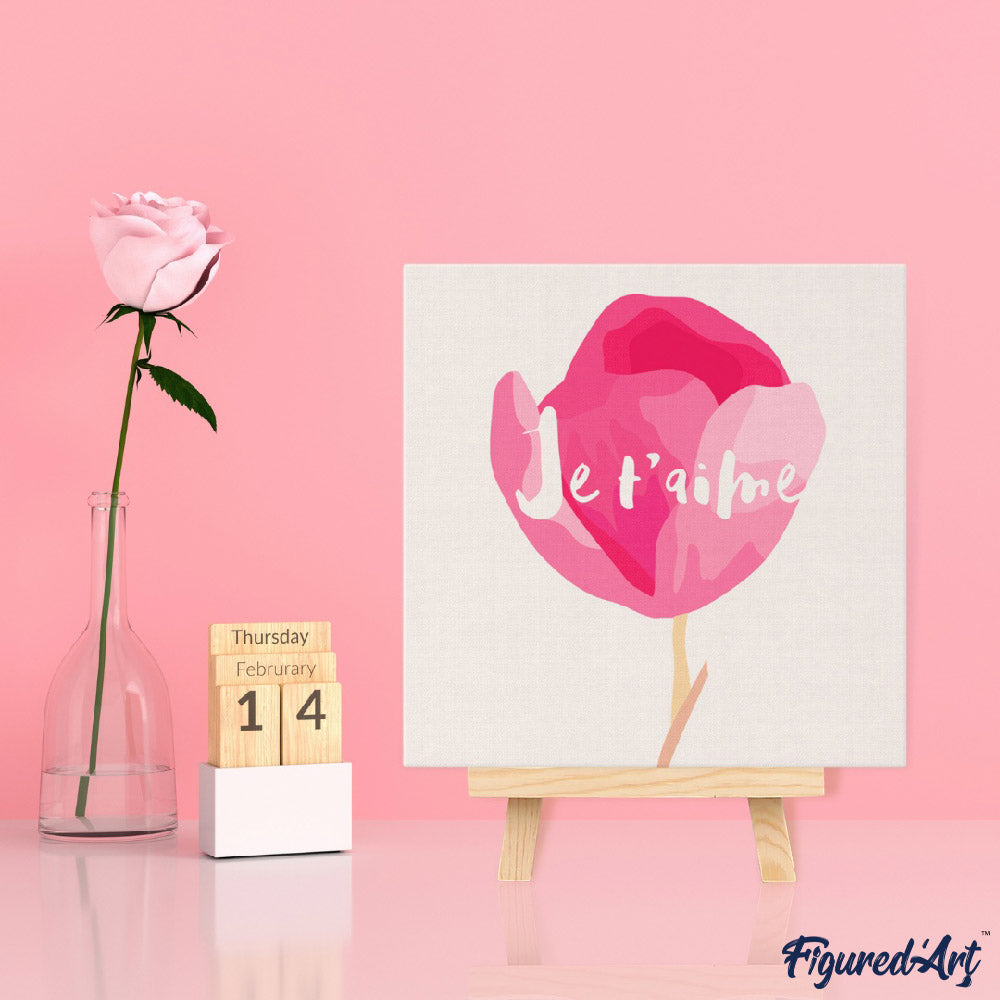 Mini Paint by numbers 8"x8" framed - Je T'aime