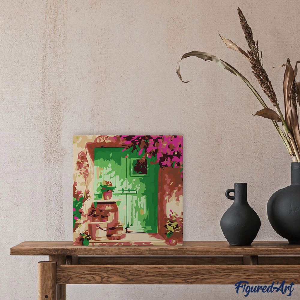 Mini Paint by numbers 8"x8" framed - Green Door