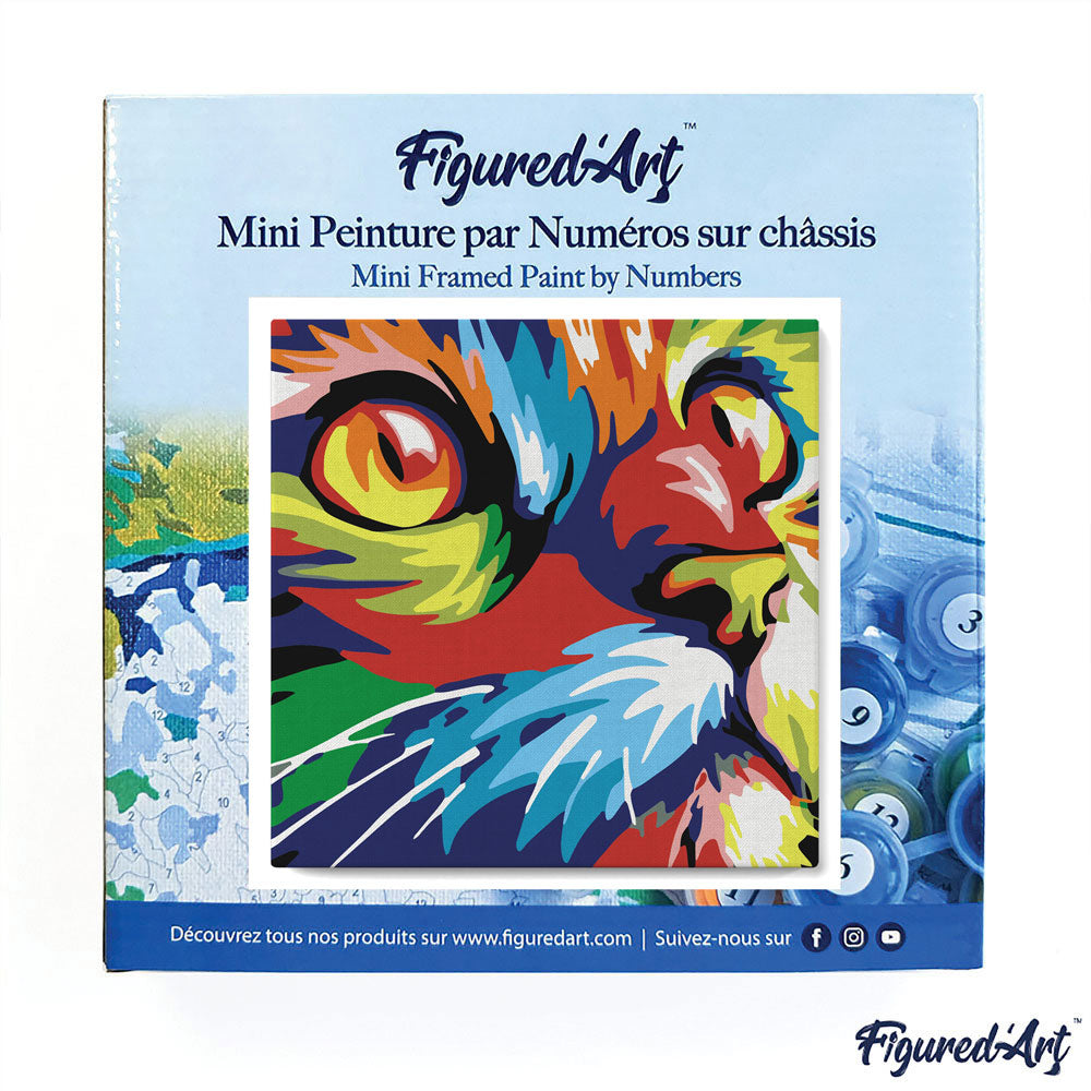 Mini Paint by numbers 8"x8" framed - Feline Pop Art