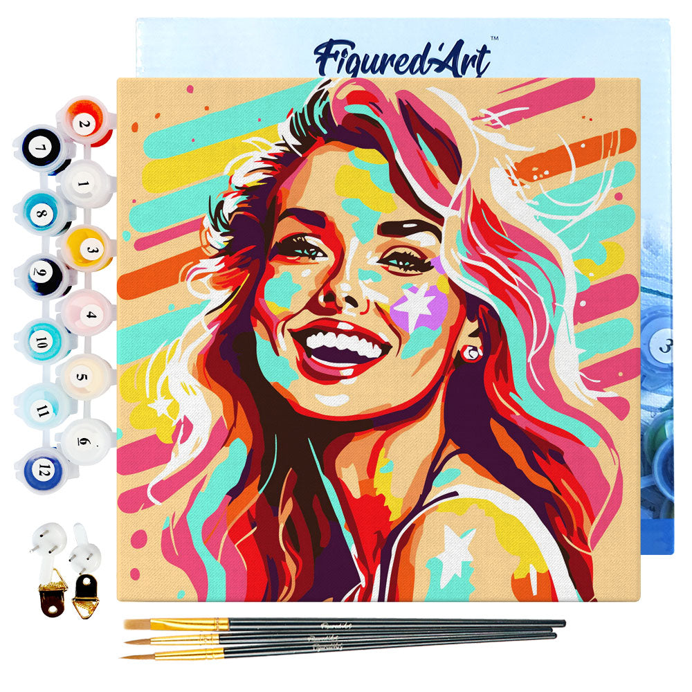 Mini Paint by numbers 8"x8" framed - Blonde Bombshell Pop Art