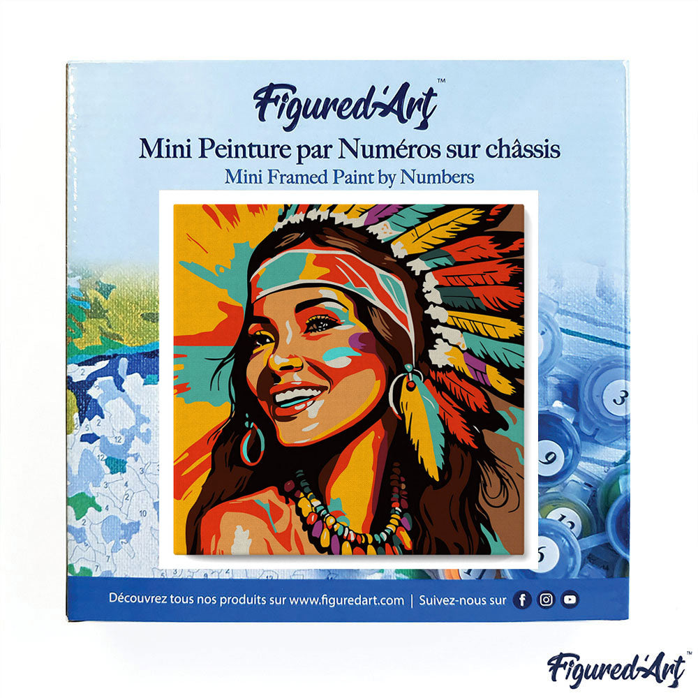 Mini Paint by numbers 8"x8" framed - Native Elegance Lady Pop Art