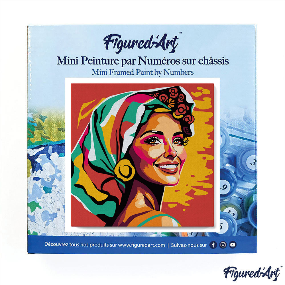 Mini Paint by numbers 8"x8" framed - Exotic Beauty Pop Art