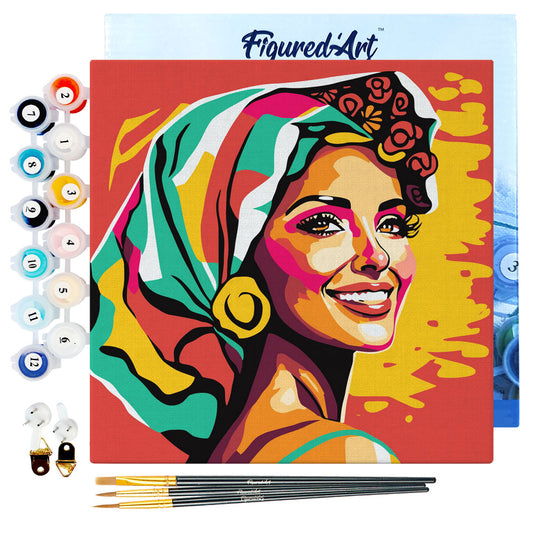 Mini Paint by numbers 8"x8" framed - Exotic Beauty Pop Art