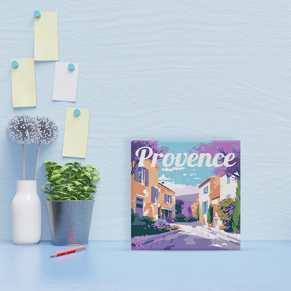 Mini Paint by numbers 8"x8" framed - Travel Poster Provence Spring