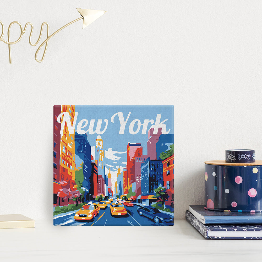 Mini Paint by numbers 8"x8" framed - Travel Poster New York City