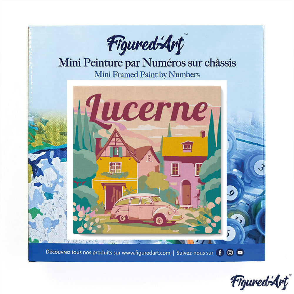 Mini Paint by numbers 8"x8" framed - Travel Poster Lucerne