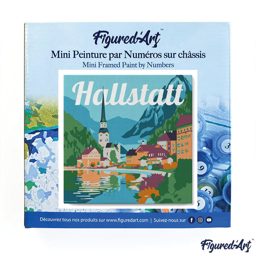 Mini Paint by numbers 8"x8" framed - Travel Poster Hallstatt