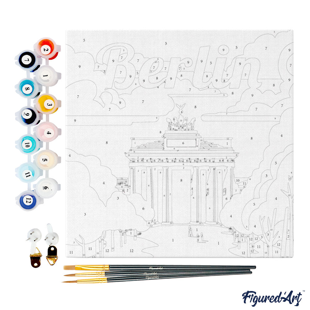 Mini Paint by numbers 8"x8" framed - Travel Poster Berlin